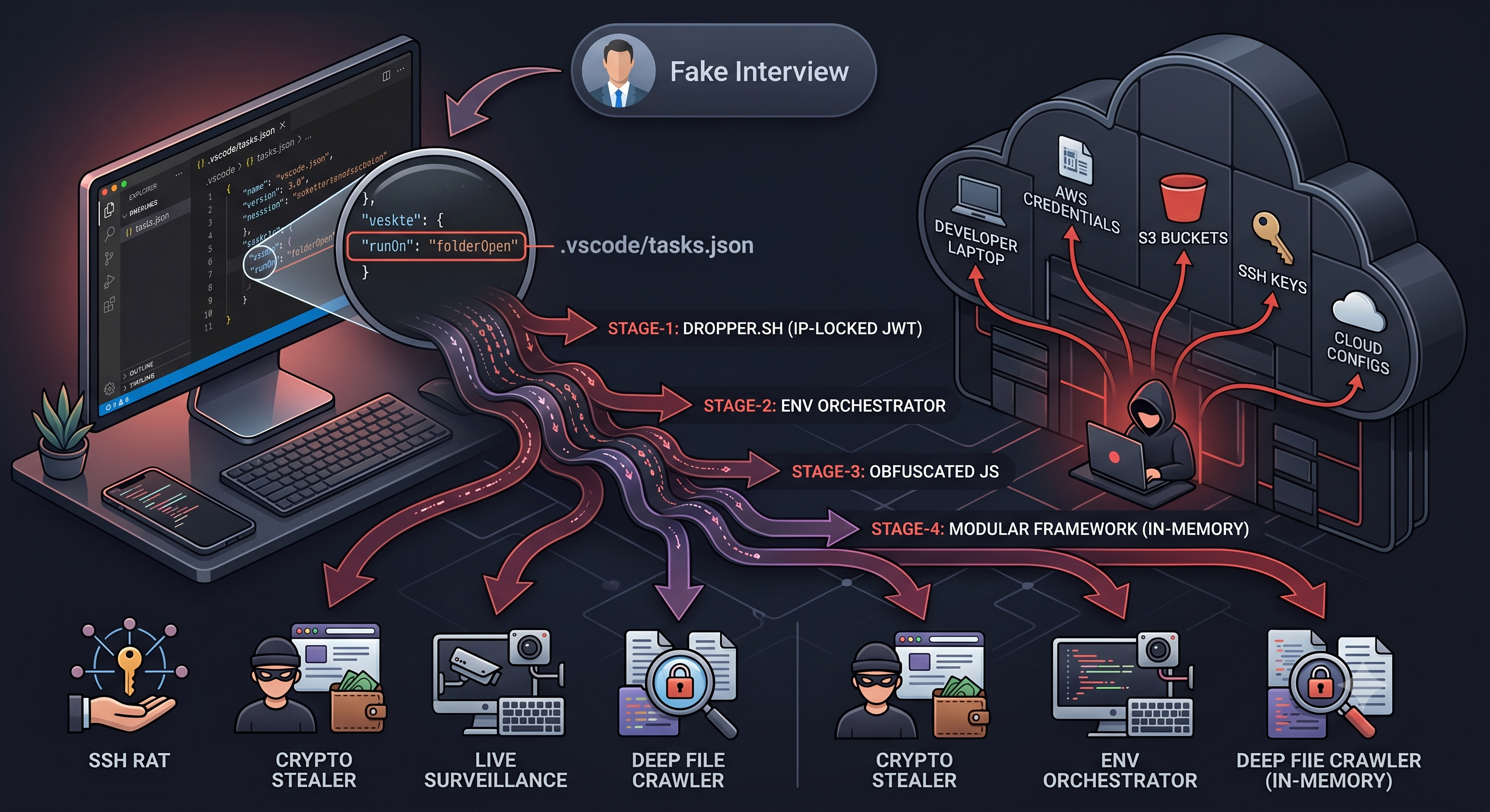 Featured image for The Fake Interview Malware: Reverse Engineering a VS Code Exploit